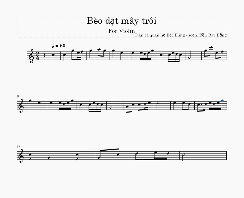 Bèo dạt mây trôi violin sheet music