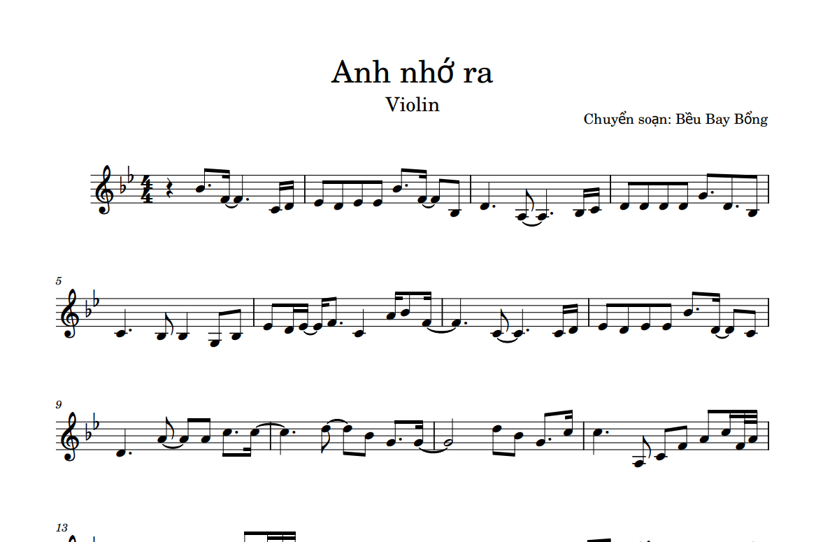 Anh nhớ ra (Vũ) – Violin Sheet